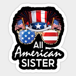 All American Sister 4th of July USA America Flag Sunglasses Sticker